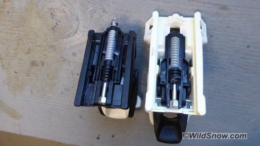 Both bindings have good boot length range, as well as ski flex compensation. Both bindings have good boot length range, as well as ski flex compensation.