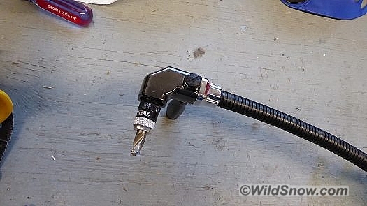 Right angle drill on flexible shaft. Right angle drill on flexible shaft.