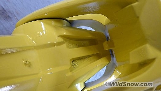 Ribbed areas display sophisticated CAD design, removing unneeded material to save literally kilos of weight, as well as providing recycling stock that La Sportiva is using to make climbing shoes. Ribbed areas display sophisticated CAD design, removing unneeded material to save literally kilos of weight, as well as providing recycling stock that La Sportiva is using to make climbing shoes.