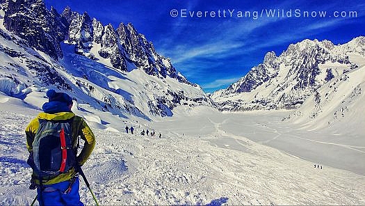 The Vallée Blanche (white valley) on the Mont Blanc Massif in full glory. Photo credit Everett Yang. The Vallée Blanche (white valley) on the Mont Blanc Massif in full glory. Photo credit Everett Yang.