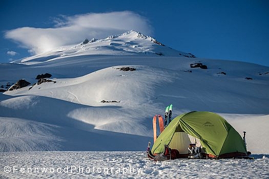 Our camp below Mount Baker’s Squak Glacier. Our camp below Mount Baker’s Squak Glacier.