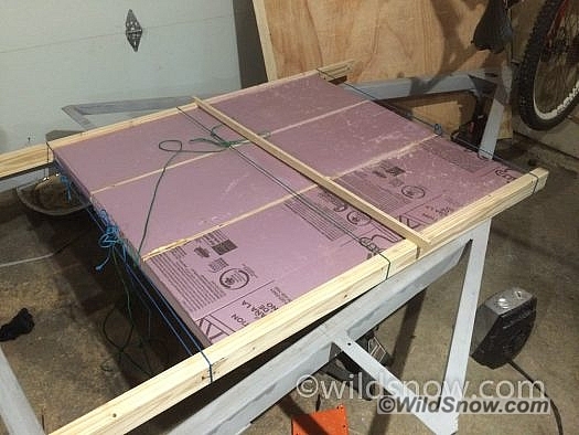 2017-05-13 09.33.05 As I was finishing up the trailer frame I began to work on the drop floor. It's built out of xps foam and wood, and then plywood is added to the top and bottom, to create a sort of sandwich construction. I covered the whole thing in canvas and glue to increase the durability and waterproofness.