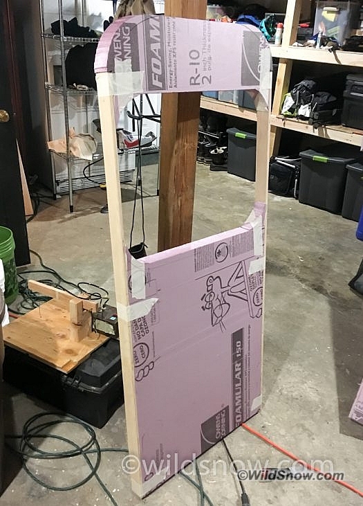2017-07-31 21.08.47 I built the door first, in order to get some practice with the foam and PMF construction. The drop floor construction makes the trailer wall an odd height (~5ft), so a custom door was needed. It's built out of foam with a minimal wood frame this makes it nice and light, and well insulated.