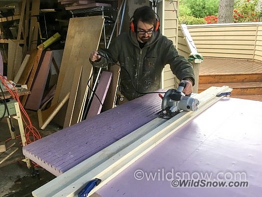 2018-04-28 15.29.31 I used a few different methods to cut the foam. One of the best methods is to use a metal cutting blade in a circular saw. Since there aren't any teeth it doesn't create much dust, but cuts easily; the friction of the blade melts through the foam
