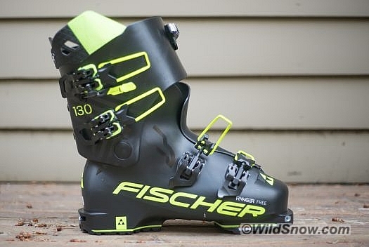 DSC00583 Rear flex in walk mode. Fischer says the boot has 55 degrees of motion. This seems about right. Certainly not as much as other boots out there, but it's above average for a boot that's this burly.