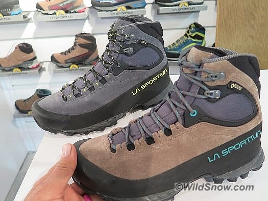 La Sportiva's new hiker: the Eclipse GTX.  Women's boot in front, Men's boot is in back.