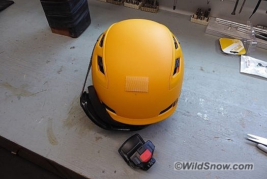 On the ski touring helmet. This Salomon MTN Lab helmet is the closest thing I could get to SAR color. On the ski touring helmet. This Salomon MTN Lab helmet is the closest thing I could get to SAR color.