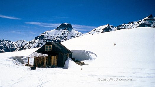 Wright's Cabin, a.k.a Club Codfish. Coulda woulda shoulda been one of Colorado's premier mountaineering huts, burnt down after a short golden era in the 1990s. Sandy East photo, used by permission Wright's Cabin, a.k.a Club Codfish. Coulda woulda shoulda been one of Colorado's premier mountaineering huts, burnt down after a short golden era in the 1990s. Sandy East photo, used by permission