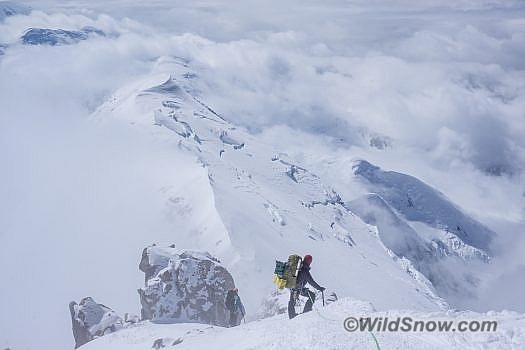 Descending the West Buttress toward Washburn's Thumb.