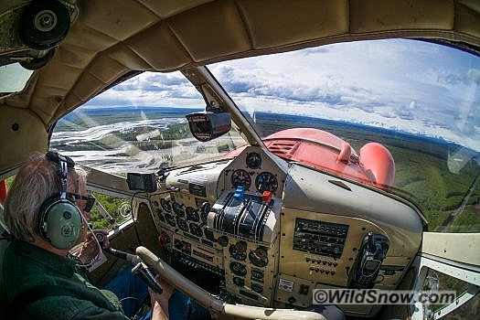 In the copilot's seat of a de Havilland Beaver.