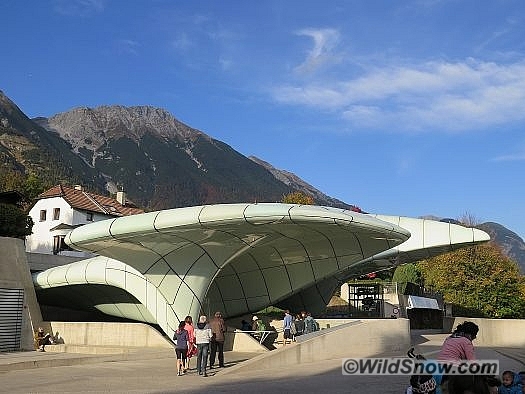 Partway up the mountain you switch tram cars Partway up the mountain you switch tram cars
