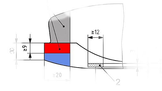 Derivative excerpt from standard 9523, presented here for educational purposes. Note the critical 9 mm dimension area, indicated by red, is where nothing can protrude from the boot toe surface. The area indicated by blue is where a tech fitting can protrude slightly, as the QSI does. Derivative excerpt from standard 9523, presented here for educational purposes. Note the critical 9 mm dimension area, indicated by red, is where nothing can protrude from the boot toe surface. The area indicated by blue is where a tech fitting can protrude slightly, as the QSI does.