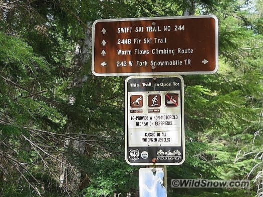 Marble Mountain Sno-Park is the starting point for the Worm Flows Climbing Route. Named for the rivers of rocky lava that surround the trail, the 10.8-mile Worm Flows route ascends nearly 5,700 feet to the summit of Mount St. Helens. From the parking lot, we hiked about 2.5 miles to snowline.