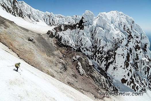 I guess gear testing can be fun. Yours truly heading through the ‘Hot Rocks’ on Mount Hood. Photo by Andy Mention