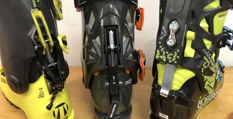 The external lever walk mode of the two left boots has become the standard, while the La Sportiva Spectre is internalizes the process.