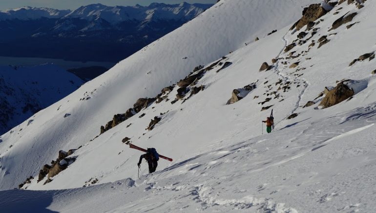 Chris and Sarah on the high western approach between Cerro Catedral and Refugio Frey. Photo: Andy Sovick