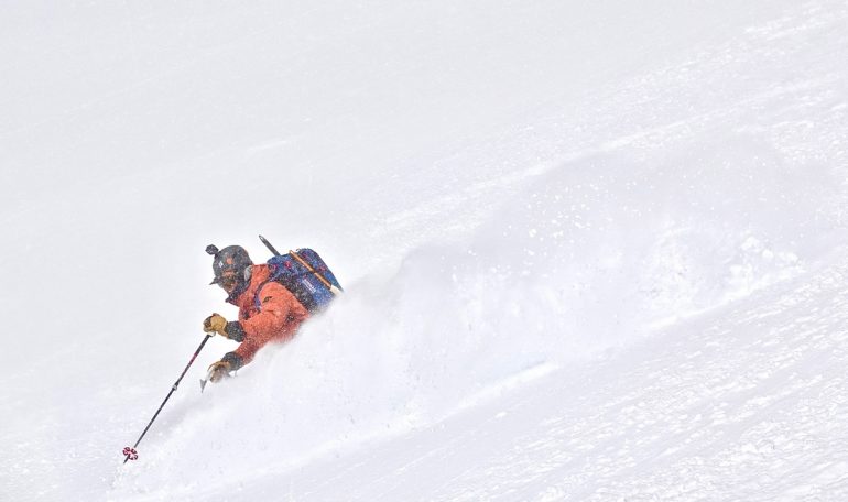 Perseverance pays off. A second and successful crack at the summit with lifetime conditions on one of Denali’s bigger ski lines. Drew in the middle of the Orient.Photo @g.allen.smith