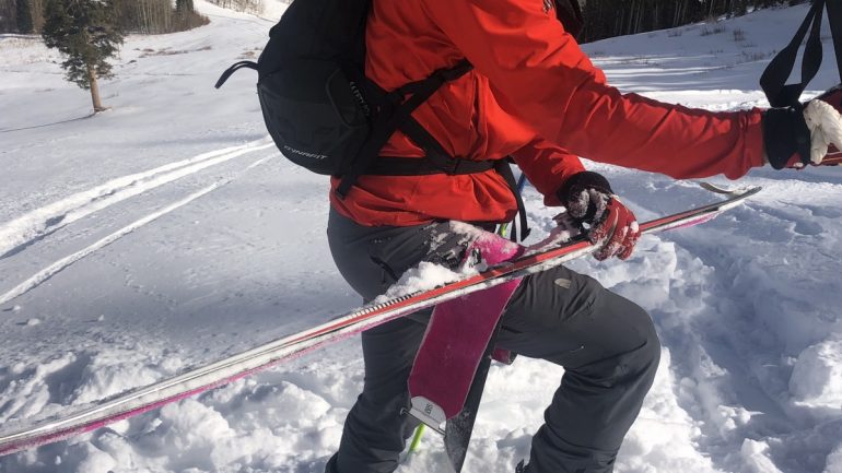 Snow clumping between the ski and the skin: a sure sign youre on the road to AFSF.
