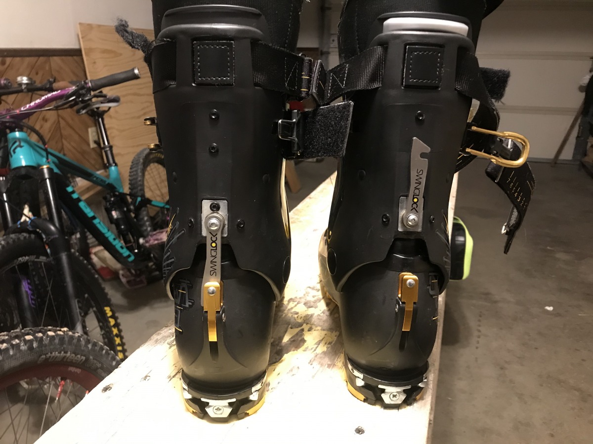 The Solar has more exposed hardware on the rear of the boot than the Skorpius. My 3mm hex key fit in a few of them, but the others did not fit any other metric hex keys in that range. These boots have an earlier version of the Swing Lock, lacking the pronounced thumb detent of the Skorpius.