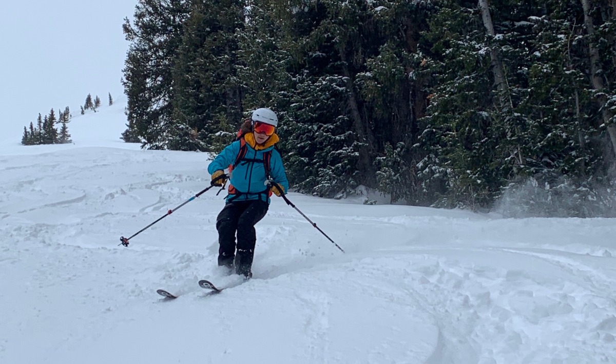 The Sweet Protection Ascender helmet with the brand's Clockwork goggles make for nice ski touring combo.