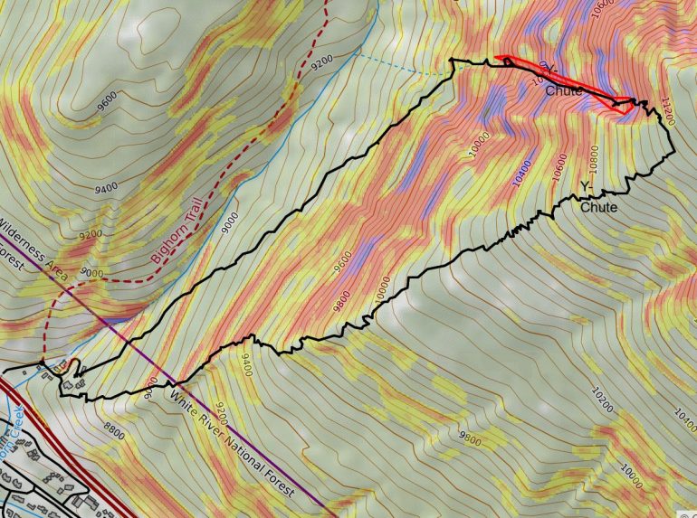 CalTopo allows you to isolate the specific zone you want to ski.