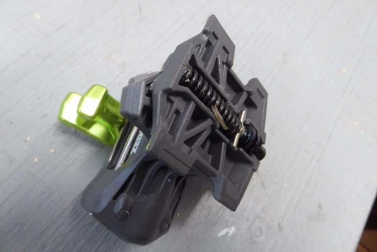 Underside of G3 ZED, showing flex compensation spring.