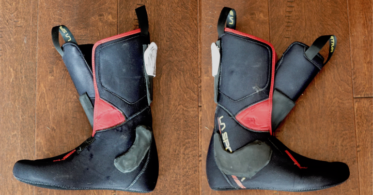 Current level of padding? Heavy. Medial and lateral ankle, calf, lower shin. Read more below about the spoiler addition.