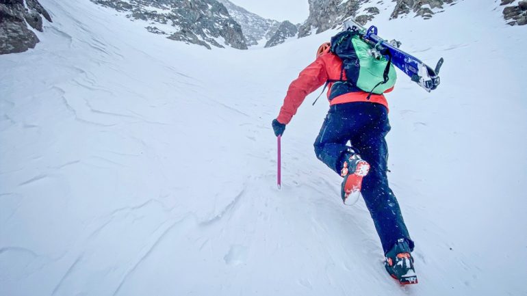 Though best appreciated on the descent, I suppose heavier boots kick the best steps. Photo: Anton Sponar