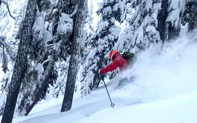 Testing the Maestrale XT’s this winter (sorry you can’t see the boots, too much pow)