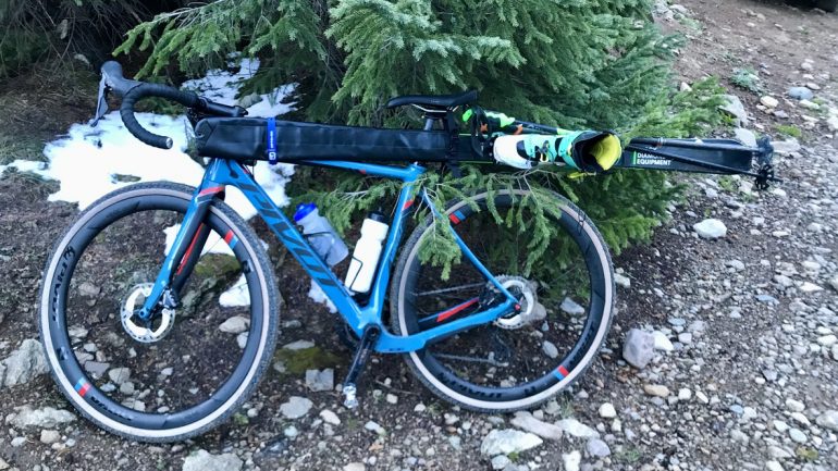 The rig. I didn't weigh it properly but my hand scale said somewhere around 30 pounds for the whole thing minus water bottles. That's as much as my mountain bike without gear.