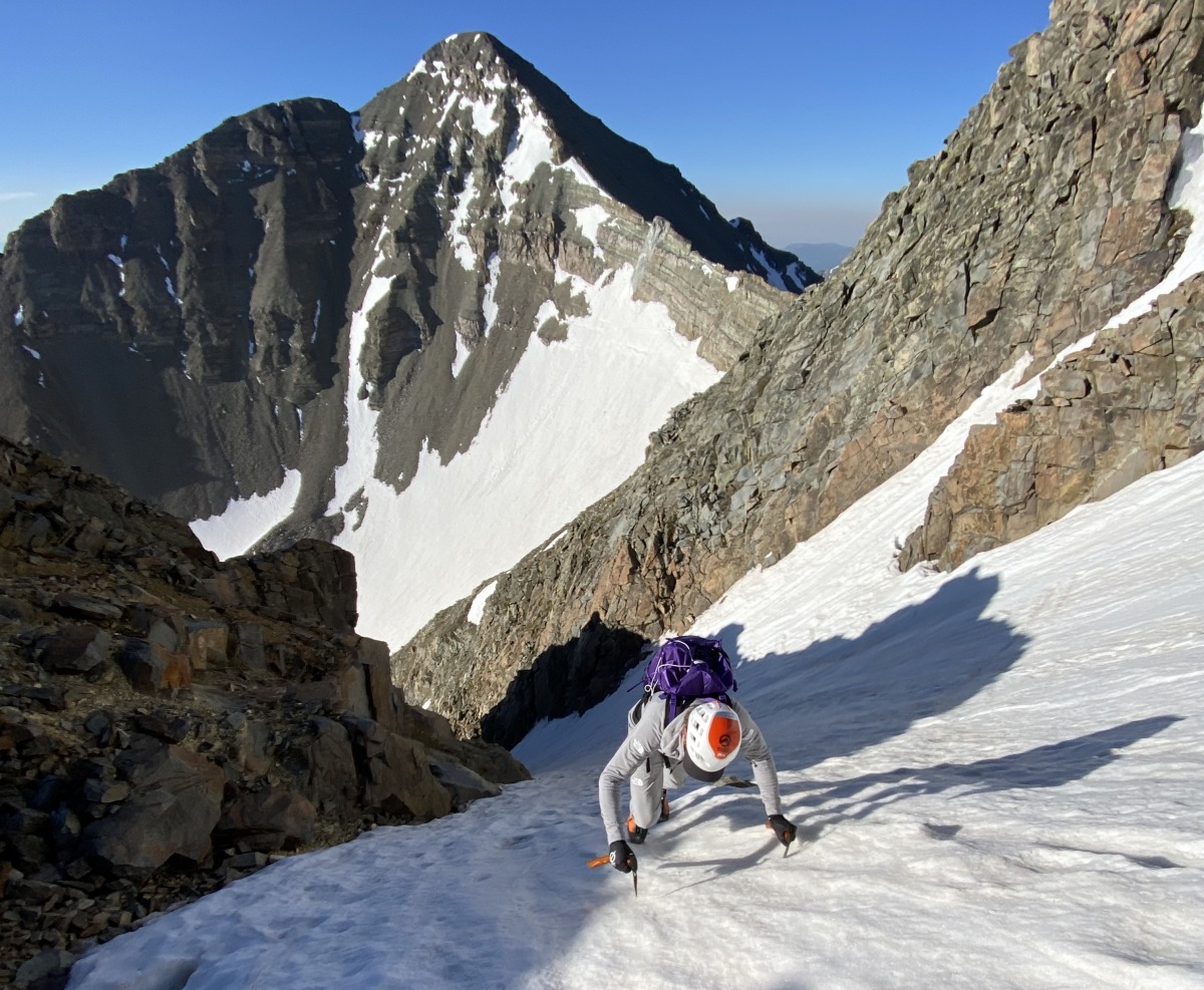 A pair of Petzl Gully tools can solve most alpine snow climbing problems, regardless of whether they are on skis or foot. Photo: Nathan Rowland