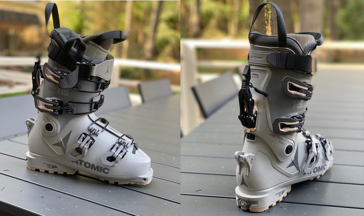 The Atomic Hawx 115 Ultra XTD is well suited for the resort crowd that wants to get off piste. It boasts 4 buckles and a power strap and easy to flick walk/ski mode, pictured here. power strap