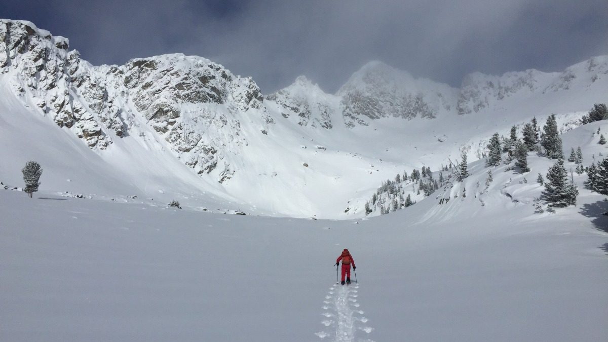 This one shows an example of the peace and solitude we all seek on a ski tour. Beehive Basin, Northern Madison Range.