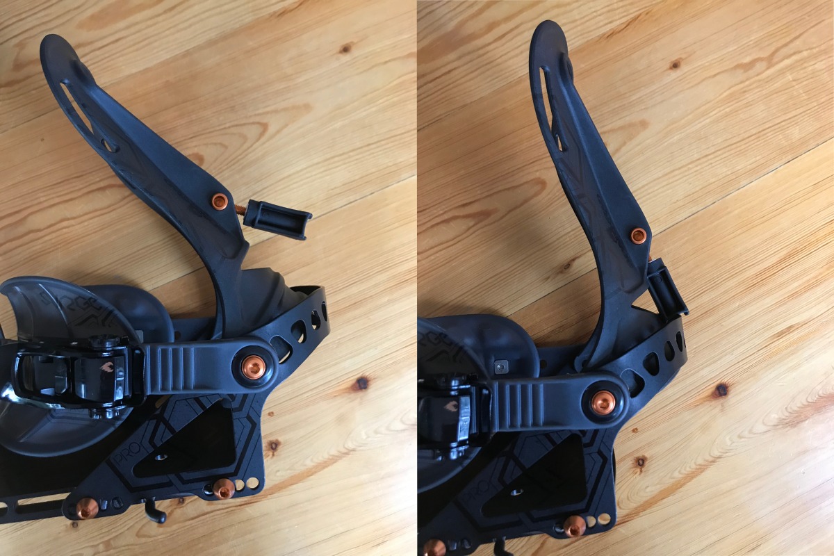 The Surge Pro's Rip and Flip Highback. A demonstration of achievable range with and without forward lean.