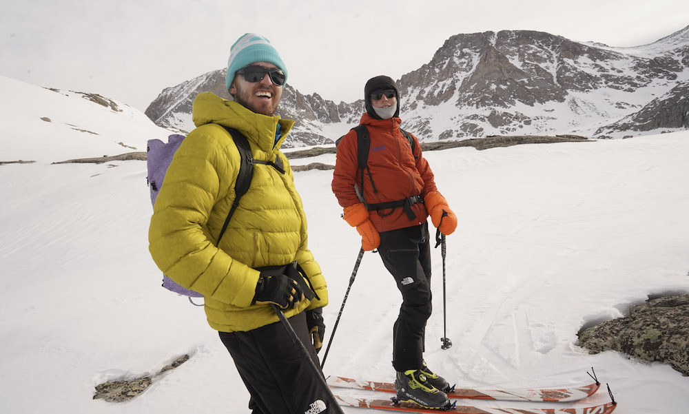 The first day consisted of gray skies that slowed the process of a spring freeze-thaw cycle. We were excited to poke around the local terrain and assess current snow conditions. Big smiles and big puffy coats were worn for the majority of the day. My hands get cold, so I was wearing hilariously big down mittens. (Photo: @morgankelsey)