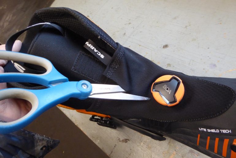 Nothing more than a relief cut solved the entry problem for the right boot.