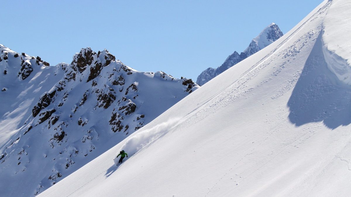 Lead guide and ski mountaineering legend, Ptor Spricenieks, drops in on a now classic line, Yurtzee. This is what riding with 40 Tribes in Kyrgyzstan