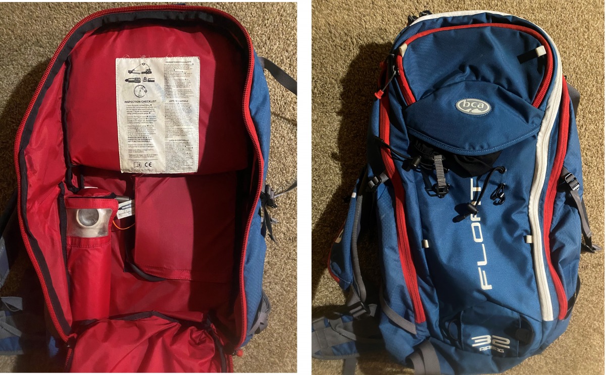 An older Float 35 avalanche pack - I have owned this pack for 4 years, using it every season for at least 20 days. I have taken good care of it and I’d say it looks like new.