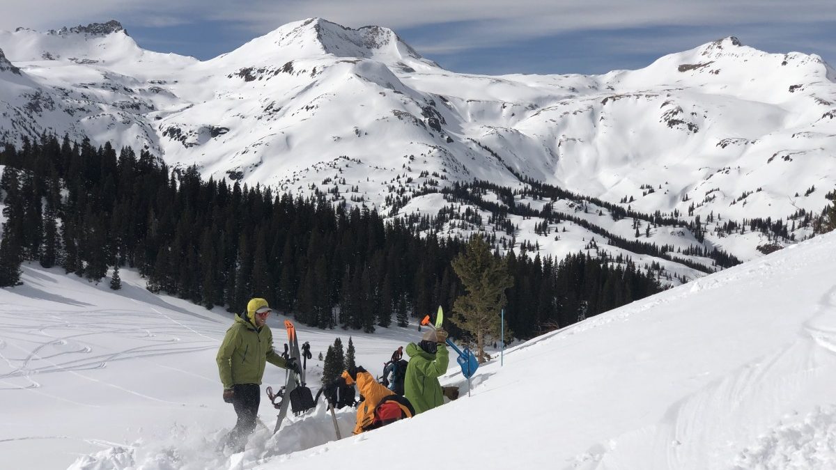 Students on a level 2 avalanche course in the San Juans, CO