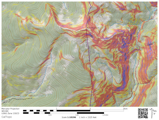 Utilize desktop and handheld mapping tools as macro-perspective terrain assessment tools. Your ability to recognize avalanche terrain subtleties will depend on your knowledge and experience. Having analog backup tools such as a paper map, a compass, and an inclinometer can be important as well.