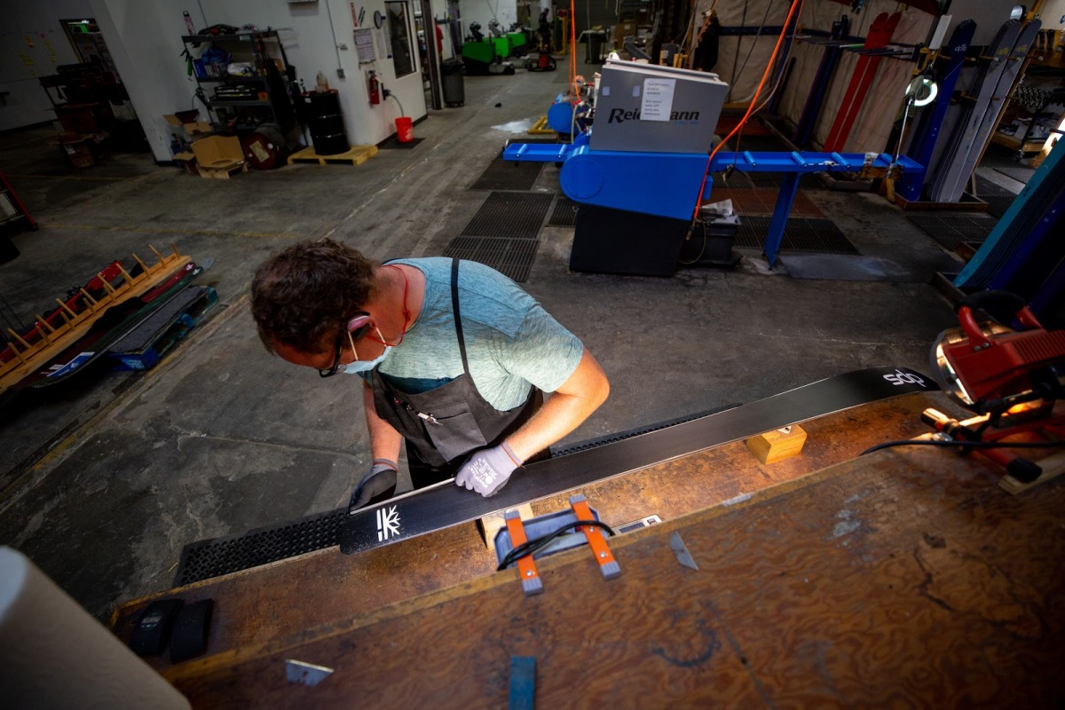 The final gatekeeper of quality control is the inspection table. After this, the skis are ready to get shipped out the door.