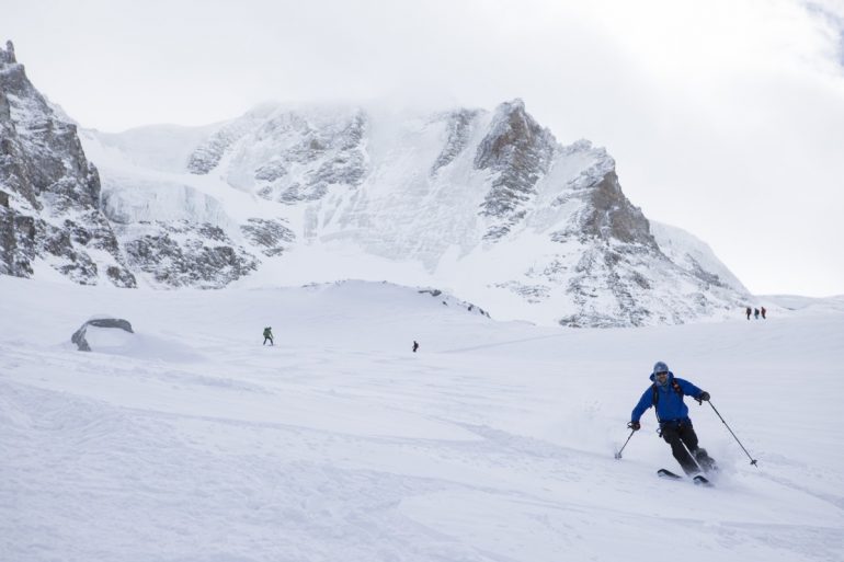 Sketchy snow in the high mountains? No stress, ski some 22-degree slopes (well) below! Gran Paradiso National Park in Italy, above the Chabod Hut. Photo: Matthew Kennedy