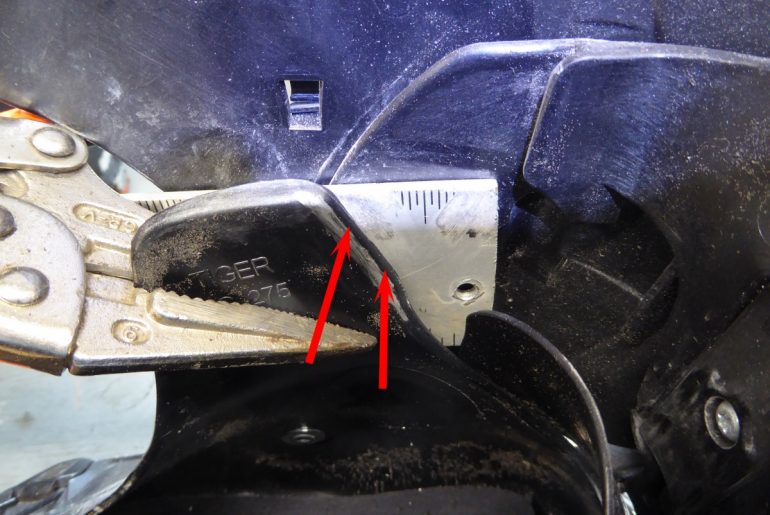 Grinding mark for increasing lean. I removed around 2 millimetres.