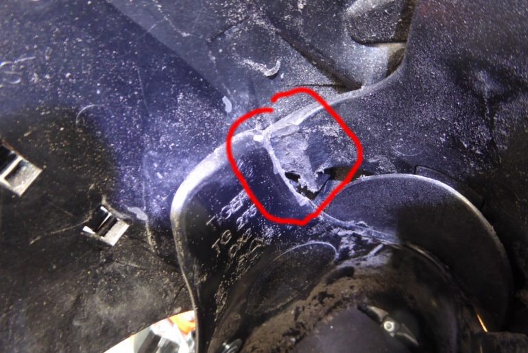 Cuff stop removed, cuff in neutral position.