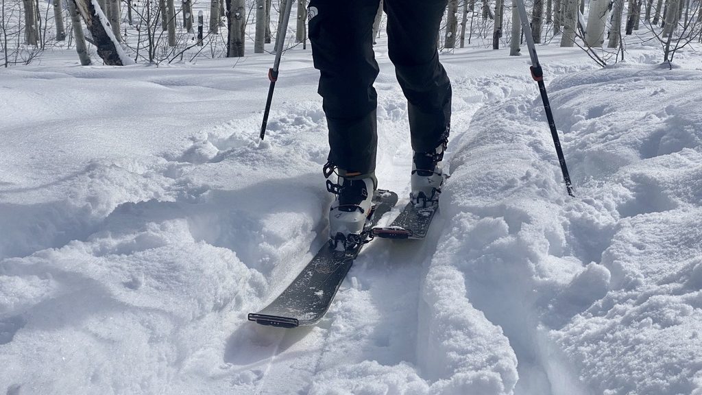 Cruising up some low angle aspen groves. The range of motion isnt quite the 80 degrees claimed by Fischer, but it is competitive for this class and weight of boot.