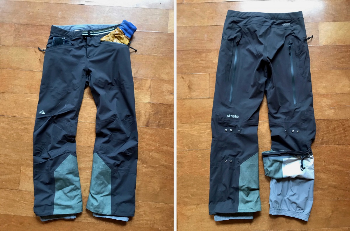 The pants had a baggy, steezy fit. Not necessarily a bad thing if that's the look youre going for. Left: They feature two large outer pockets, with a smaller inside pouch that comfortably held my beacon. The belt had numerous adjustment points to allow for a wide fit range. The inner waist features a fleece fabric strip thats soft on the skin. Right: Note the length of the liner-free vents. Definitely dont want to leave them open on the way down... The buttons on the pant lowers offer adjustability on how tight you keep your cuffs. I especially appreciated this, given my smaller boot and lower leg) circumference. Cuffs are reinforced with TK, and the gaitor is pleasantly soft to touch.