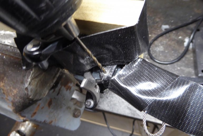 Step 3 & 4, center punch, then drill the head off the pivot pin.