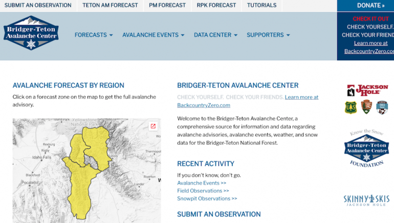 BTAC wyoming avalache forecast backcountry skiing