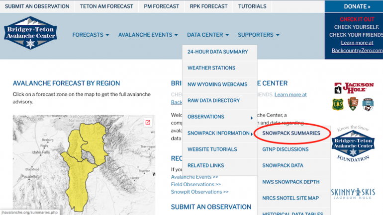 BTAC snow summaries avalanche forecast