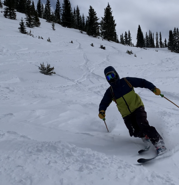 The author in the final moments of bravado on a resort day, before panicking at the thought of hitting the photographer (Justin Vaughn)